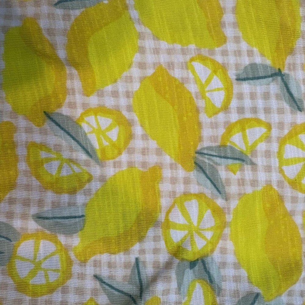 Lands End Slub Jersey 3/4 Sleeve Top Lemon Print SZ Medium 10-12 Summer, Comfort - Picture 8 of 10